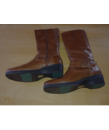 SPRING STEP LADIES BROWN KNEE-HIGH ZIP BOOTS-10M-WEDGE-WORN ONCE-NICE - $61.38 CAD
