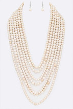 Statement Genuine Beads Layered Necklace Set - £29.58 GBP
