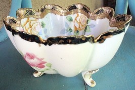 Old Nippon DRAINING BOWL,c 1891~Heavy Moriage Gilt~Hand Painted~Blue Mapleleaf - £40.50 GBP