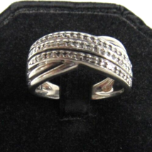 925 Sterling Silver CrissCross Ring 60 Diamonds 3 Row Ladies Sz 8 Band 9mm .60ct - £54.48 GBP