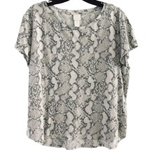 H&amp;M Size M Medium Pullover Women Snake Design Scoop Neck Short Sleeve Gr... - £9.50 GBP