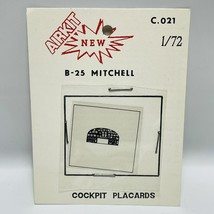 Vtg Airkit Cockpit Placard for B-25 Mitchell Cockpit 1/72 Scale C.021 BR... - £7.88 GBP