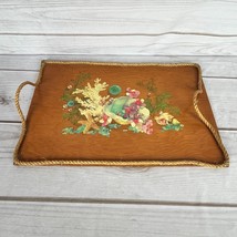 Vintage Mid Century Wooden Beach Nautical Shell Rope Serving Tray - £19.80 GBP