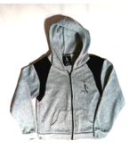 Hoodie Warm Up Jacket Kids Size 8 Gray &amp; Black Zip Up Polyester Basketba... - $218.24 MXN