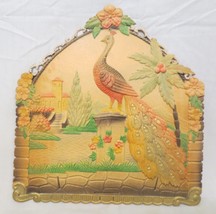 Vtg  Large Germany Die Cut Embossed Paper Calendar Topper Peacock - £39.31 GBP