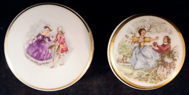 2 Limoges Porcelain Trinket Boxes Both with Courting Couple on Lid Gold ... - $29.99