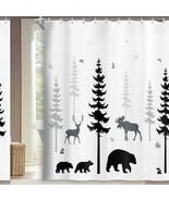 Bear Woodland Moose Deer Shower Curtain 70x70 Inch - $1,009.37 MXN