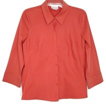 Worthington Womens Blouse Size 16 3/4 Sleeve Button Front V-Neck Solid Carnation - £20.02 GBP