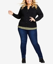 MSRP $59 Avenue Plus Size Classic Cardigan Black Size 26/28 - £15.54 GBP