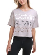 Calvin Klein Womens Activewear Performance Sliced Logo Cropped T-Shirt,Small - £38.95 GBP