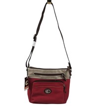 LC By Carryland Crossbody Purse Adjustable Strap Zip Closure Red Beige - £27.69 GBP