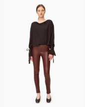 HELMUT LANG LAMBSKIN LEATHER PLONGE LEGGINGS - $643.50