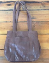 Vtg Orvis Genuine Brown Leather Green Plaid Lined Shoulder Bag Zip Up Sn... - $59.99