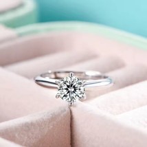 1.20 Ctw Round Cut Real Moissanite 14K White Gold Over Solitaire Engagem... - $97.12