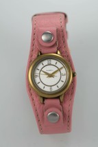 Fossil Watch Womens Stainless Retro Gold 30m Pink Wide Leather Silver Quartz - £26.51 GBP