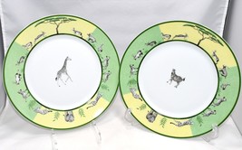 Hermes Africa Dinner Plate 27 cm porcelain green 2 set animal giraffe zebra - $774.55