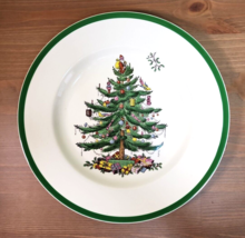 Spode Christmas Tree Dinner Plate Green Trim 10 3/4 in England S3324 Vin... - $32.89