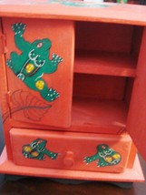 Wooden cabinet, drawer and two doors, hand painted with frogs original - £96.65 GBP