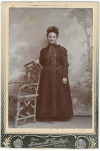 Circa 1890&#39;S Cabinet Card Older Victorian Woman Hat Horace H Dudley Worcester Uk - £7.52 GBP