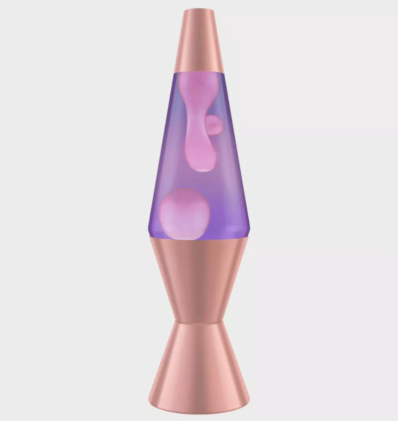 Lava Lite 14.5" Tall Rose Gold Pink Wax Purple Liquid Lava Lamp Brand-NEW - £19.97 GBP