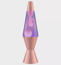 Lava Lite 14.5&quot; Tall Rose Gold Pink Wax Purple Liquid Lava Lamp Brand-NEW - £19.91 GBP