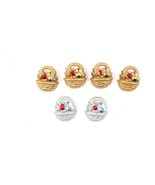 Easter Basket Buttons 6 Vintage Shank Buttons 7/8 Inch Diameter 4 Gold 2... - $5.17