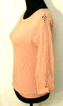 GUESS JEANS SHIRT SIZE LARGE PINK 3/4 LENGTH BRAIDED SLEEVE FITTED VINTA... - $18.99