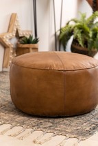 Handmade Round Pouf , ottoman , Moroccan Leather , hassock l, footrest ,... - $200.00