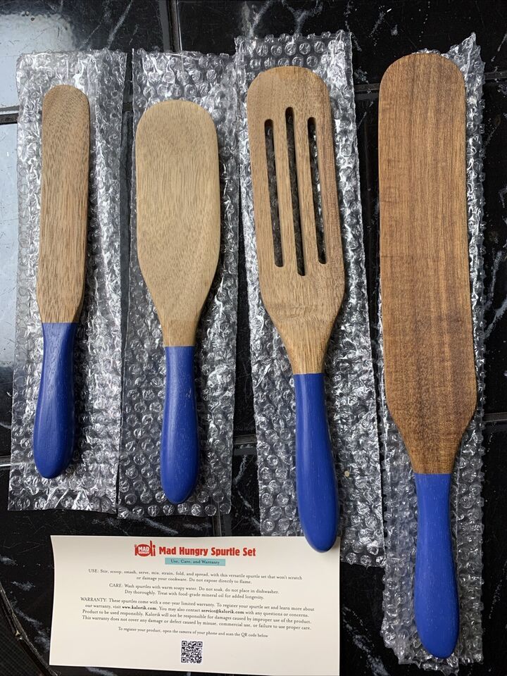 Mad Hungry Original 4-Piece Acacia Spurtle Set Natural blue - $17.70