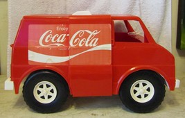 VINTAGE 1970s Coca-Cola Red Plastic Van 18.5&quot;x9.5&quot; Doors Open Slide Lapin Toys  - $127.71