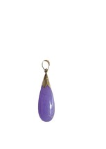 Lavender Purple Jade Long Drop Pendant (with 14K Gold) - £226.54 GBP