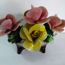 Vintage Capodimonte lg Rose Centerpiece Footed Bowl Made In Italy PRICED TO SELL - £53.75 GBP