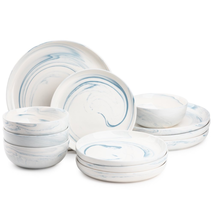12 Piece Dinnerware Starter Set Thyme &amp; Table&#39;s Marbled Stoneware Dishes - $74.10