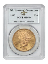 1890 $20 PCGS MS63+ ex: D.L. Hansen - $14,259.00
