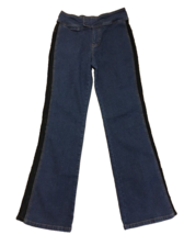 No Boundaries Jeans Womens 7 Blue Denim Stretch Open Black Lace Side Stripes 80s - £7.80 GBP
