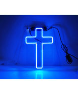 Handmade &#39;Cross&#39; Art Light Religion Banner LED Neon Light Sign 11&quot;x8&quot; - £54.25 GBP