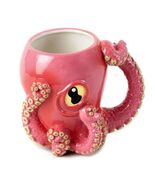 AWESOME OCTOPUS MUG Fun Wacky Pink Ceramic 3D Coffee Cup Tentacle Handle... - €21,38 EUR