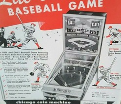 Chicago Coin Batter Up Baseball Pinball FLYER Original 1958 NOS Art Print Sheet - £28.80 GBP