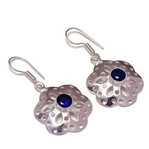 Tanzanite Round Gemstone 925 Silver Overlay Handmade Flower Drop Dangle Earrings - £8.02 GBP