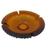 Vintage MCM Blenko Round Starburst Ashtray- 9&quot; Heavy Amber Brown Rust Or... - £29.95 GBP