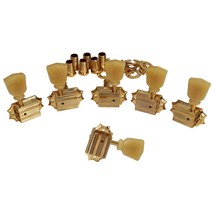 One Set 3R+3L Vintage Deluxe Guitar Machine Heads Tuners Peg In Gold 14:1 - £29.87 GBP