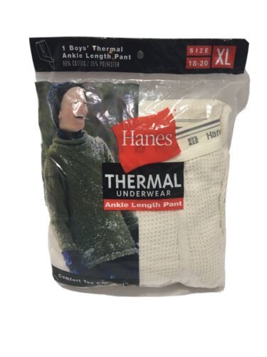 HANES Boys THERMAL ANKLE LENGTH PANT NEW FROM 2000 XL Vintage Sealed 20 Years - $37.05