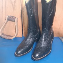 cowboy boots  Mens size 8.5   ostrich bk L, emb bk U  (item:s2304 - £197.84 GBP