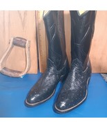 cowboy boots  Mens size 8.5   ostrich bk L, emb bk U  (item:s2304 - $256.19