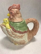 TEAPOT  Hen chicks lid decor 8 by 5 inch kitchen handle - £31.13 GBP