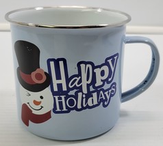 AP) Happy Holidays Christmas Snowman Enamel Blue Coffee Mug - $184.34 MXN