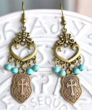 Long Boho Earrings, Turquoise Earrings, Victorian, Gothic, Long Earrings, E251 - £11.18 GBP