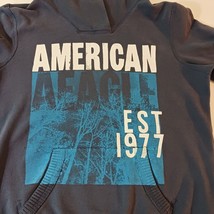 American Eagle Outfitters Men's Cotton Blend Blue Graphic Hoodie Sweatshirt Sz M image 5