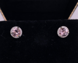 14k White Gold Genuine Natural Morganite and Diamond Halo Stud Earrings ... - $1,019.70