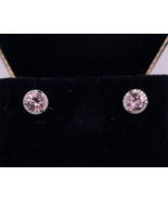 14k White Gold Genuine Natural Morganite and Diamond Halo Stud Earrings ... - £801.07 GBP